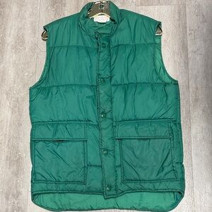 Vintage Trucker Green Puffer Vest